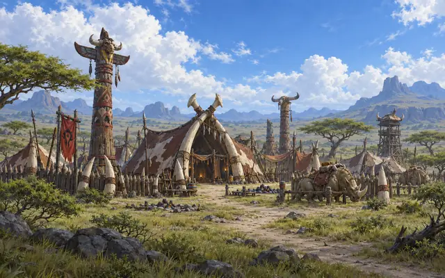 Le Camp Taurajo, tentes et totems dans la savane