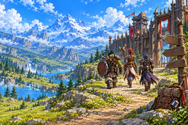Des aventuriers de la Horde en route sur un sentier de montagne